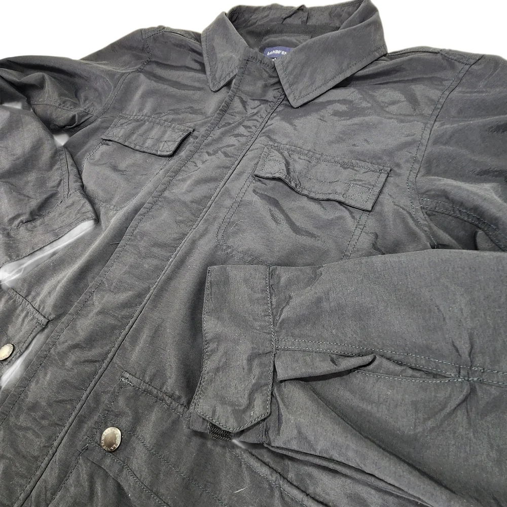 Lands' End Men's Black Jacket Lightweight Utility Large Rain Wind